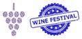 Distress Wine Festival Seal Stamp and Recursive Grape Berry Icon Collage