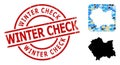 Distress Winter Check Stamp Seal and Stencil Weather Mosaic Map of Lesser Poland Province