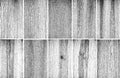 Distress wooden planks set collage texture. Black and white grunge background Royalty Free Stock Photo