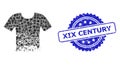 Distress XIX Century Stamp and Square Dot Mosaic Ragged T-Shirt