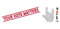 Distress Your Vote Matters Line Seal with Collage Rock Gesture Icon
