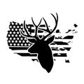 Distressed American Flag. Deer head on the grunge of flag USA. Symbol of hunting and patriotism. Vector illustration Royalty Free Stock Photo