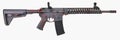 Distressed AR15 grey with red base and controls with a 30rd mag