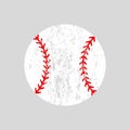 Distressed baseball ball. Softball. Vector silhouette. Vector icon isolated Royalty Free Stock Photo
