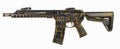 Distressed black and gold SBR AR15 with 30rd mag
