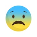 Distressed blue smiley. Pained face emotion. Worried emoji character. Vector sadness expression. Royalty Free Stock Photo