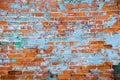 Distressed brick wall