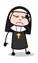 Distressed - Cartoon Nun Lady Vector Illustration