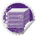 distressed circular peeling sticker symbol stack of books Royalty Free Stock Photo