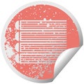 distressed circular peeling sticker symbol stack of books Royalty Free Stock Photo