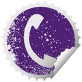 distressed circular peeling sticker symbol of a telephone handset Royalty Free Stock Photo