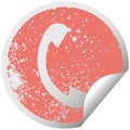 distressed circular peeling sticker symbol of a telephone handset Royalty Free Stock Photo