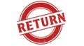 Distressed circular return stamp on white, indicating a refund policy Royalty Free Stock Photo