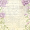 Distressed Collage Sheet Purple Flowers on Cream Background