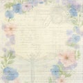 Distressed Collage Sheet Forget Me Nots on Cream Background