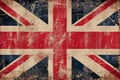 Distressed dark worn background of a vintage Union Jack national flag of the United Kingdom