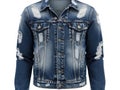 Distressed denim jacket isolated on white background Royalty Free Stock Photo
