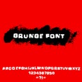 Distressed grunge alphabet and numbers. Stamp ink font. Royalty Free Stock Photo