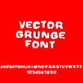 Distressed grunge alphabet. Stamp ink font. Vector illustration. Royalty Free Stock Photo