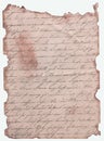 Distressed hand written antique writing on sepia paper