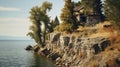 Distressed House On Cliff: A Stunning View Of Flathead Lake Waterfront