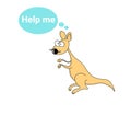 A distressed kangaroo asks for helpi. Australia fires  illustator Royalty Free Stock Photo