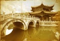 Distressed old image of a Chinese Buddhist temple Royalty Free Stock Photo