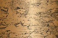 Distressed overlay golden texture of rusted peeled metal. grunge background