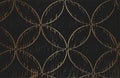 Distressed overlay texture of golden fabric. Textile with eastern floral ornament, leaves and flowers. grunge background. abstract Royalty Free Stock Photo