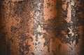 Distressed overlay texture of golden rusted peeled metal. grunge background.