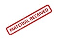 Distressed Red Material Received Rubber Stamp on White Background Confirmation and Approval Royalty Free Stock Photo