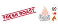 Grunge Fresh Roast Line Seal with Mosaic Burn Hand Icon