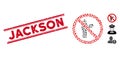 Grunge Jackson Line Stamp with Mosaic No Waiter Icon