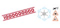 Scratched 1000000000 Line Stamp and Mosaic Flying Hexacopter Icon Royalty Free Stock Photo