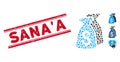 Scratched Sana`A Line Stamp and Collage Money Bags Icon