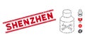 Distress Shenzhen Line Stamp with Mosaic Poison Phial Icon