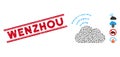 Scratched Wenzhou Line Seal and Mosaic Wi-Fi Cloud Icon