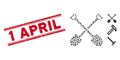 Scratched 1 April Line Seal and Collage Shovels Icon