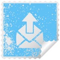 distressed square peeling sticker symbol of a email sign Royalty Free Stock Photo