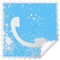 distressed square peeling sticker symbol telephone receiver Royalty Free Stock Photo