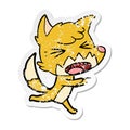 distressed sticker of a angry cartoon fox running Royalty Free Stock Photo