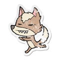 distressed sticker of a angry wolf running