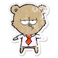 distressed sticker of a bear boss cartoon