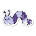 distressed sticker of a cartoon angry caterpillar Royalty Free Stock Photo