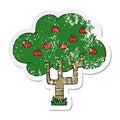 distressed sticker of a cartoon apple tree Royalty Free Stock Photo