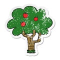 distressed sticker of a cartoon apple tree Royalty Free Stock Photo