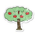 distressed sticker of a cartoon apple tree Royalty Free Stock Photo