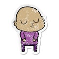 distressed sticker of a cartoon bald man Royalty Free Stock Photo