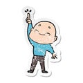 distressed sticker of a cartoon bald man dancing Royalty Free Stock Photo