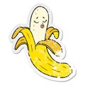 Distressed sticker of a cartoon best quality organic banana